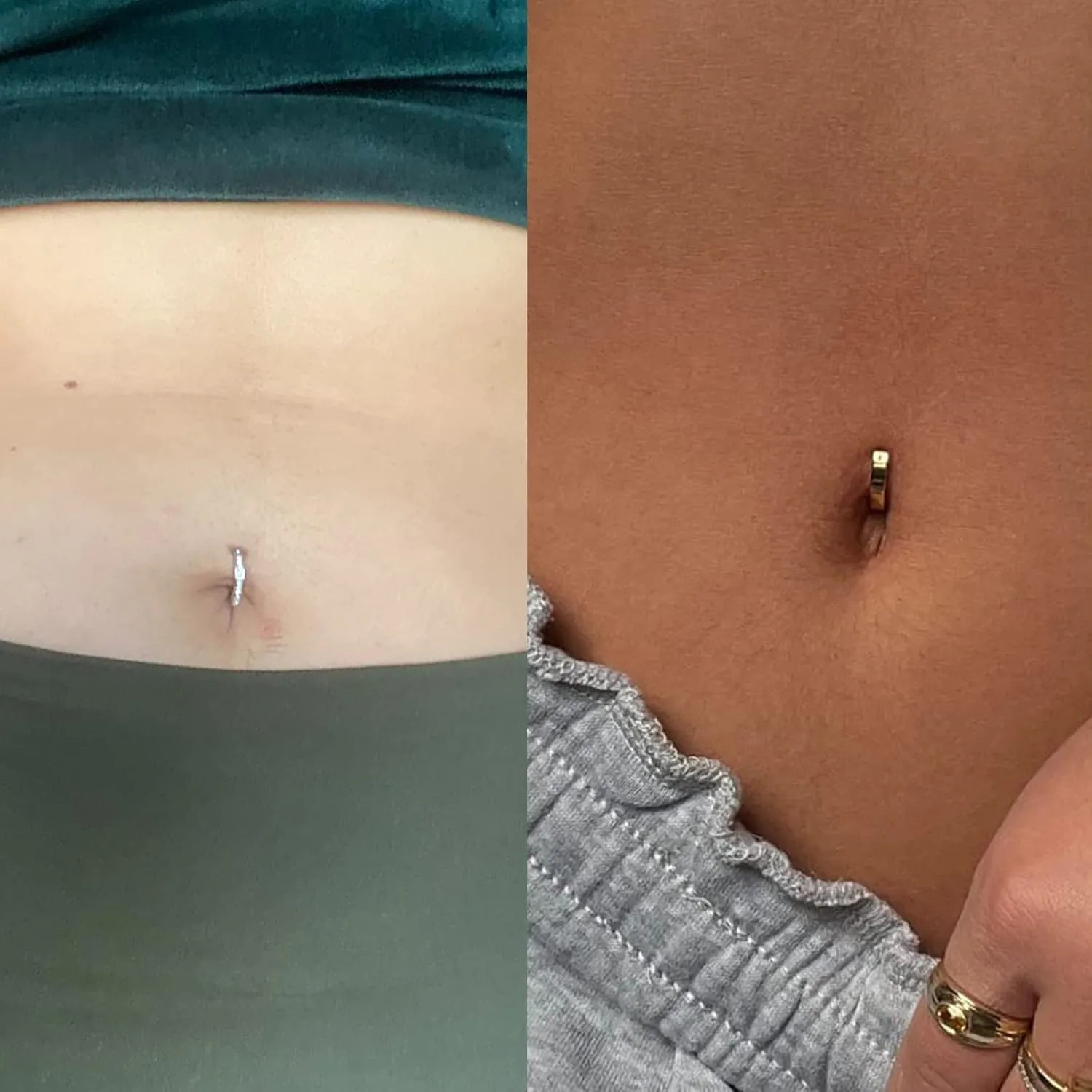 QWALIT Belly Button Rings 14G Surgical Steel Belly Rings CZ Opal Navel Piercing Jewelry for Women Girls 3/8" 10mm Silver Rose Gold