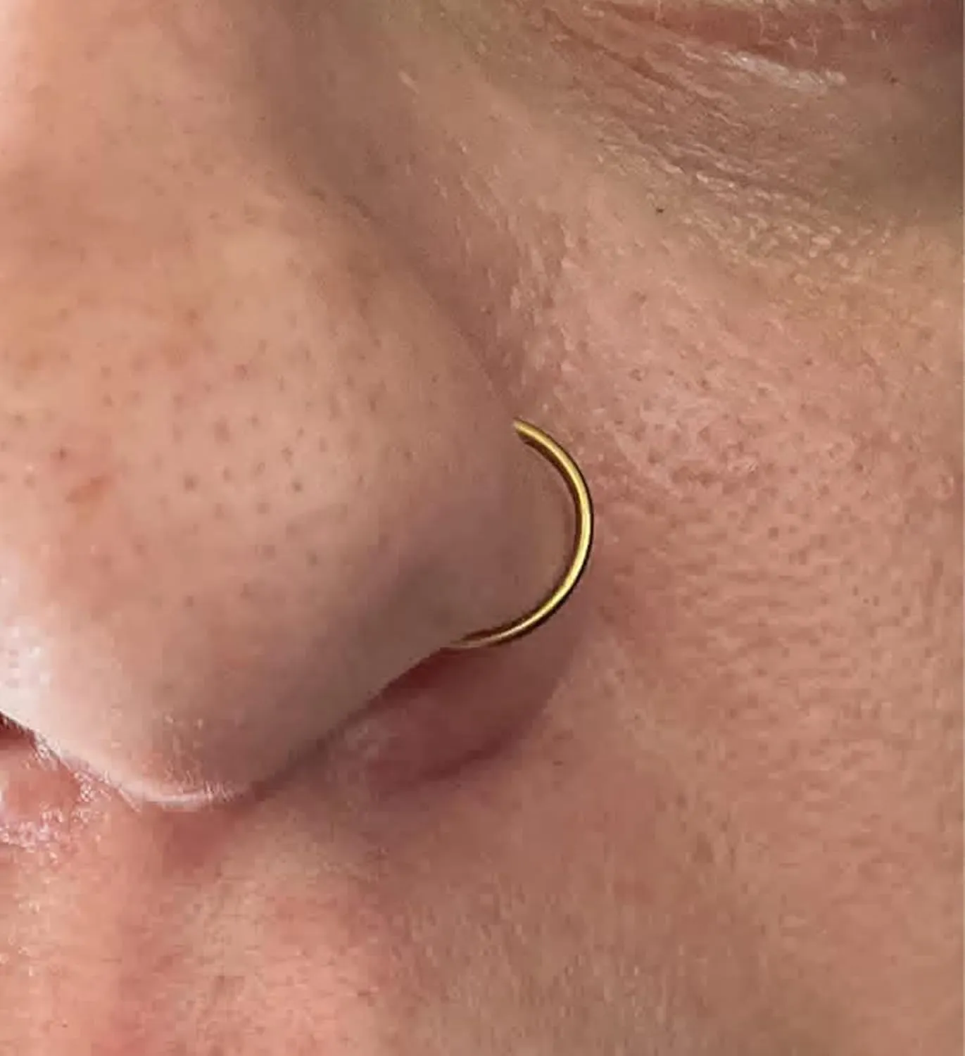 QWALIT Fake Nose Ring Gold Fake Septum Ring Hoop Silver Faux Septum Piercing Clip on Lip Ring Stick on Nose Stud Non Piercing Ear Earring Cuffs Gold Lip Cuff Non Pierced