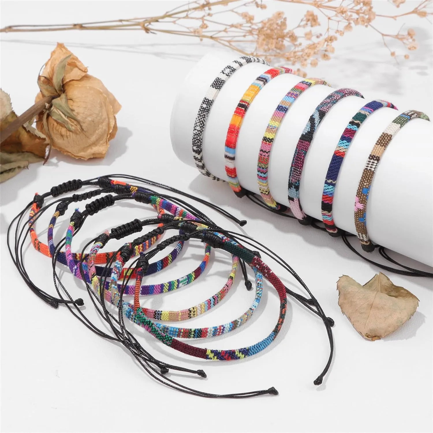 Raicegs 12PCS Friendship String Bracelets for Teen Women Man Boho Surfer Beach Bracelets Anklets Set Handmade Bracelets Bulk Jewelry for Women Man