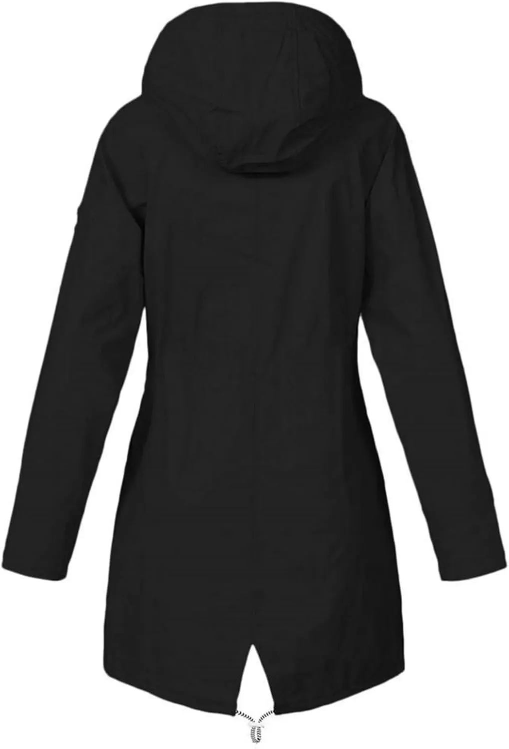 Rain Jacket Women Hooded Waterproof Windbreaker Full Zip Stripe Lined Trench Coats High Low Hem Outdoor Travel Coat