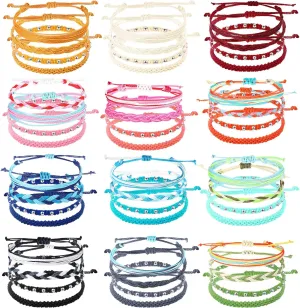Remerry 48 Pieces Handmade Friendship Bracelets Adjustable Woven Braided Bracelet Colorful Braided Bracelets Beaded Anklet for Women Men Jewelry Party Accessories, Assorted Style
