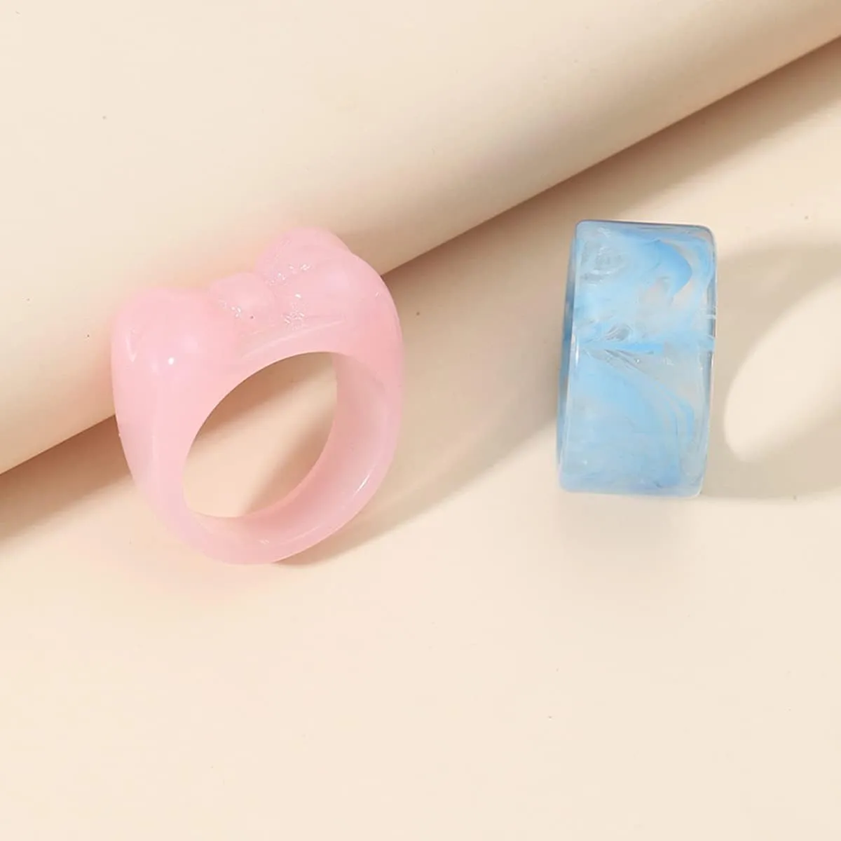 Resin Chunky Rings Acrylic Resin Rings Wide Thick Dome Knuckle Finger Stackable Joint Ring Retro Acrylic Transparent Vintage Plastic Resin Ring Sets