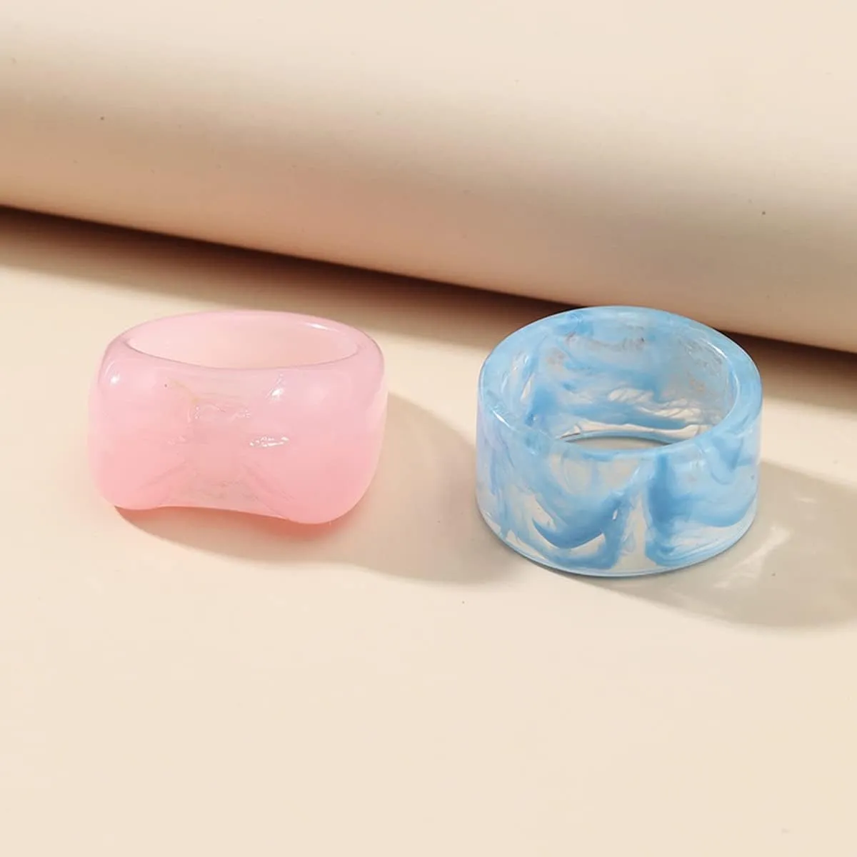 Resin Chunky Rings Acrylic Resin Rings Wide Thick Dome Knuckle Finger Stackable Joint Ring Retro Acrylic Transparent Vintage Plastic Resin Ring Sets