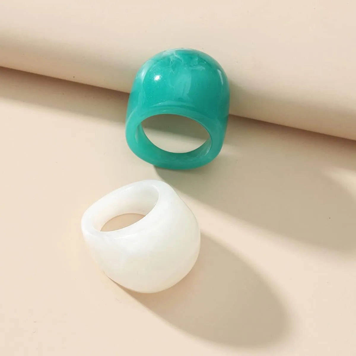 Resin Chunky Rings Acrylic Resin Rings Wide Thick Dome Knuckle Finger Stackable Joint Ring Retro Acrylic Transparent Vintage Plastic Resin Ring Sets