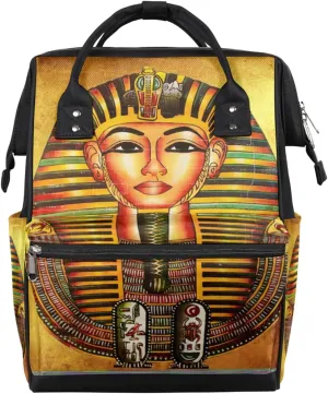 Retro Golden Pharaoh Diaper Bag Tote Large Capacity Waterproof with Adjustable Shoulder Strap and Pram Straps Mommy Bag for Hospital Beach Weekender Travel