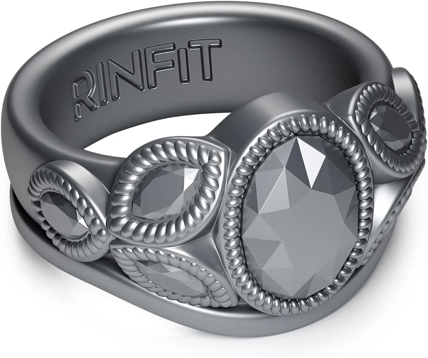 Rinfit Silicone Rings for Women - Womens Wedding Rings - Silicone Wedding Bands - Oval & Pear Rubber Ring - Patented Design