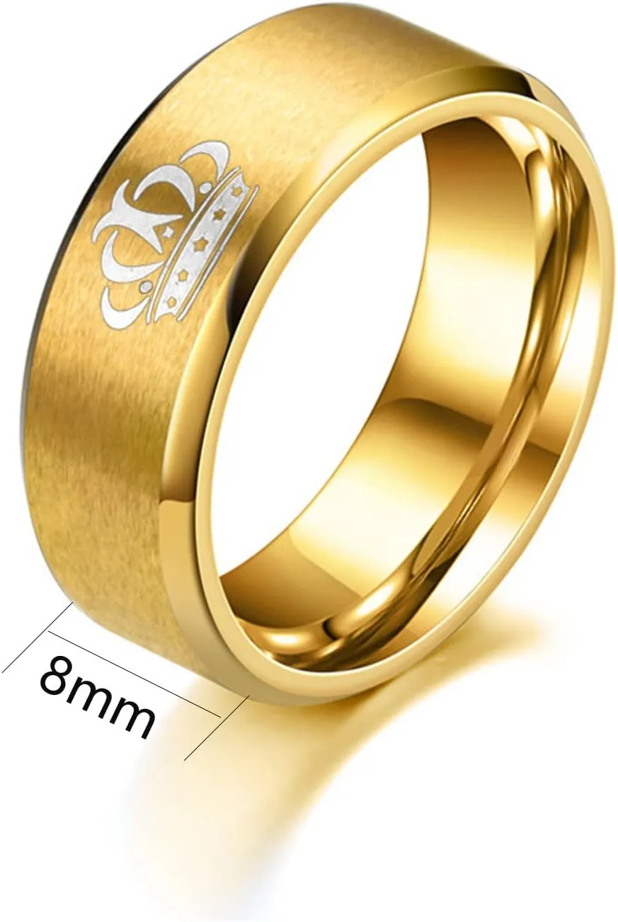 ringheart Couple Rings Matching Ring Claddagh Ring Yellow Gold Plated Women Wedding Ring Sets for Him and Her
