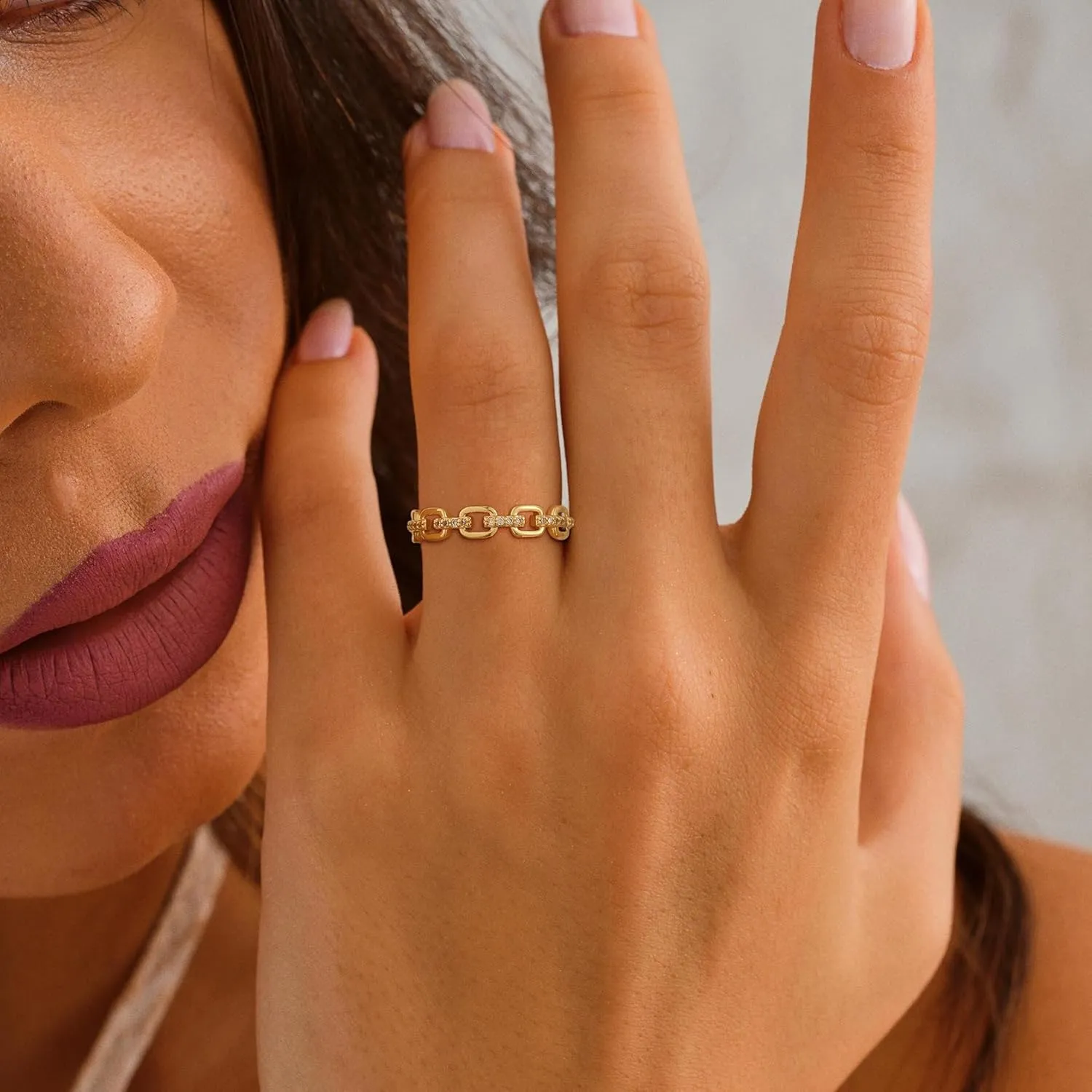 Rings for Women - Comfort Fit with Gold Rings Set - Elegant 14k Gold Plated Dainty Stacking Cubic Zirconia Thumb Rings Set Jewelry Size 6-10