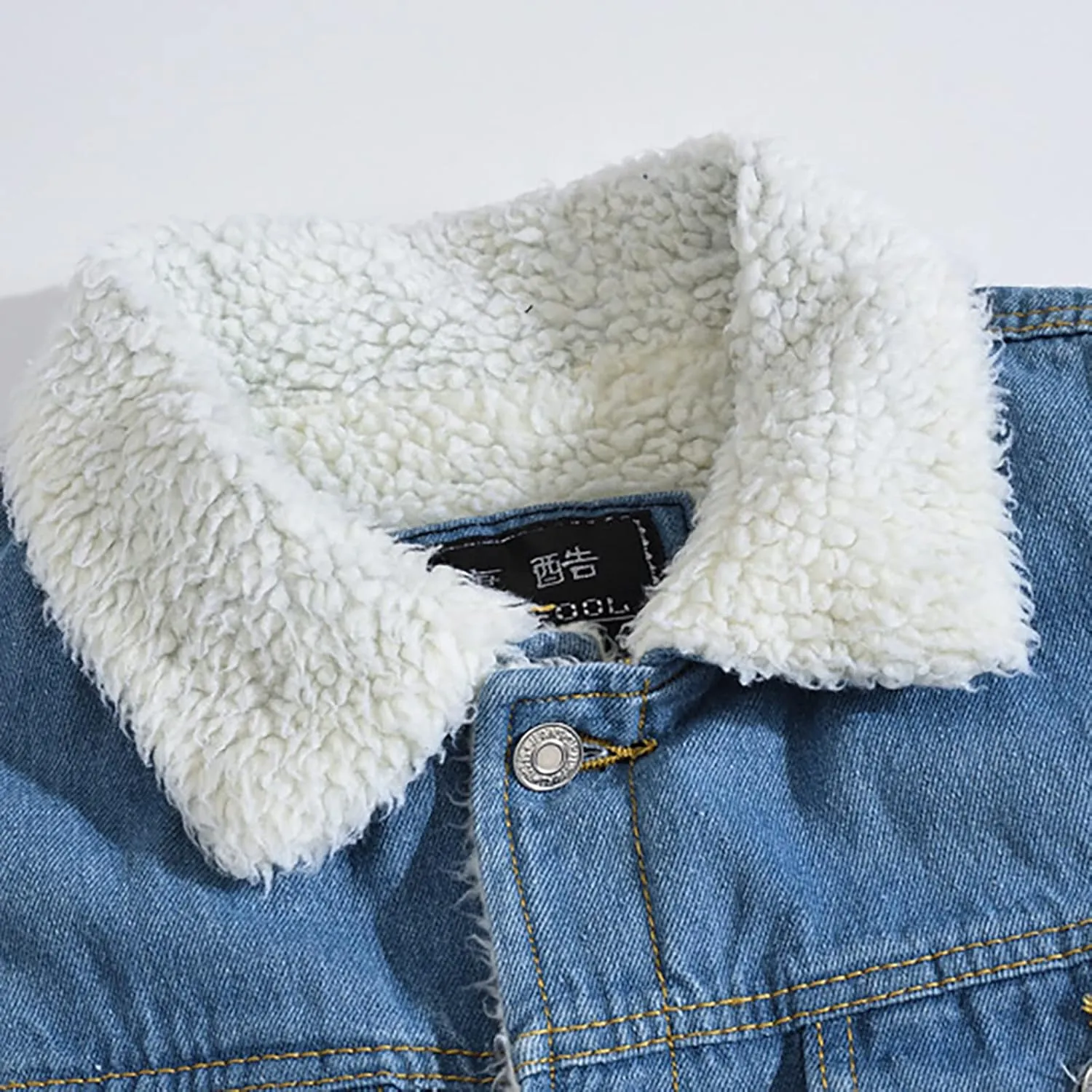 RTRDE Men's Lightweight Jackets Denim Sherpa Lined Jacket Winter Warm Coats Outwear Casual Jackets, L-6XL