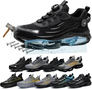 Safety Shoes Mens Steel Toe, New Non Slip Work for Man Women,Lightweight, Comfortable, On Toe Comfortable Resistant Sneakers Airy Construction