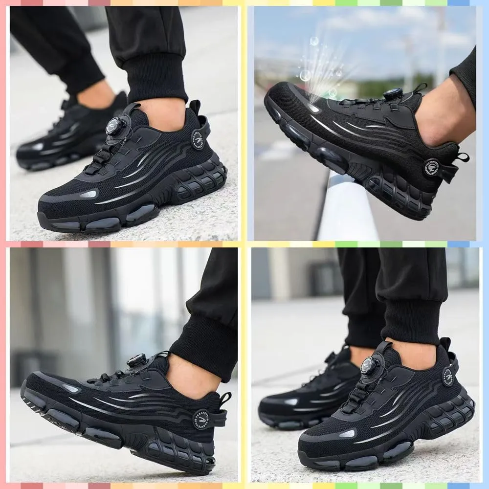 Safety Shoes Mens Steel Toe, New Non Slip Work for Man Women,Lightweight, Comfortable, On Toe Comfortable Resistant Sneakers Airy Construction