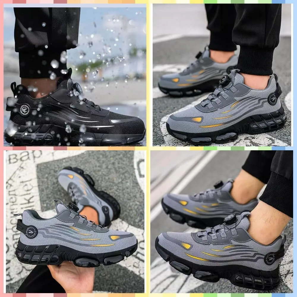 Safety Shoes Mens Steel Toe, New Non Slip Work for Man Women,Lightweight, Comfortable, On Toe Comfortable Resistant Sneakers Airy Construction