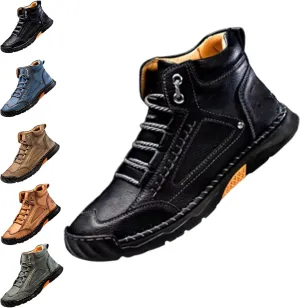 Saw Behind Men's Shoes, Sawbehind Men's Comfortable Handmade Leather Boots, Waterproof, Spacious Toe Box Leather Shoes