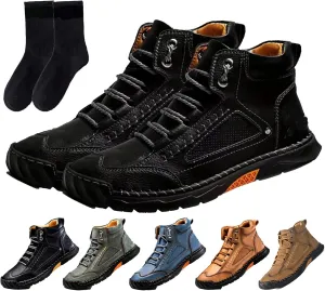 Sawbehind Mens Boots, Sawbehind Boots, Men's Comfortable Handmade Leather Boots,Waterproof Arch Support,Pressure Relief