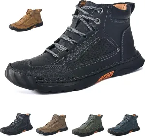 Sawbehind Mens Boots,Men's Comfortable Handmade Leather Boots,Spacious Toe Box Outdoor Leather Shoes