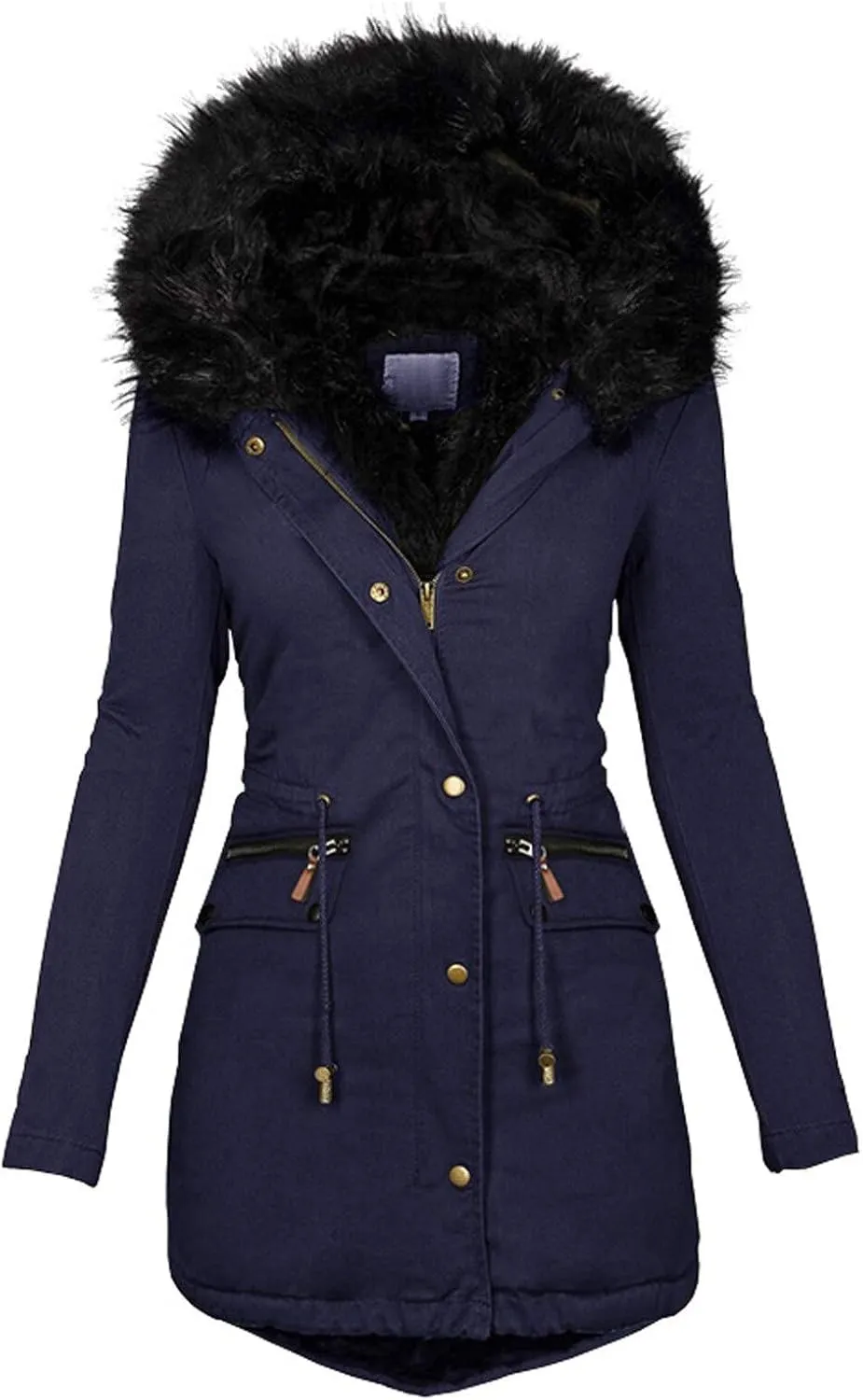Sherpa Jackets for Women Fashion Solid Thickened Slim Winter Warm Coats Soft Shell Fuzzy Fleece Hooded Long Jacket