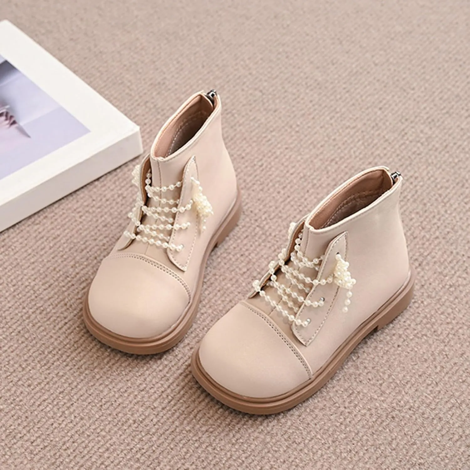 Short Ankle Boots for Toddler Girls Fashion Dress Booties Water-Proof Shoes with Zipper Outdoor Girls Boot Tennis Shoe