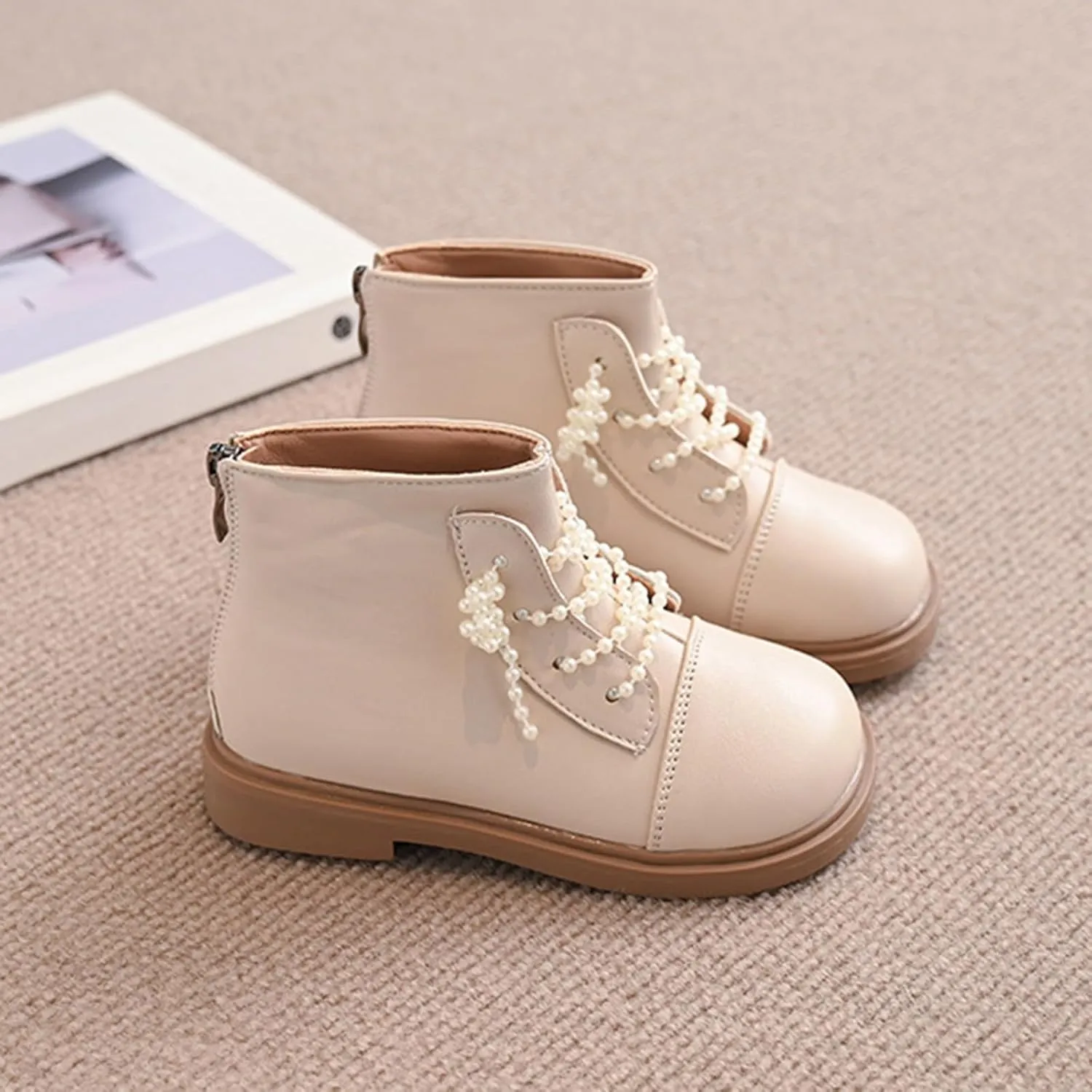 Short Ankle Boots for Toddler Girls Fashion Dress Booties Water-Proof Shoes with Zipper Outdoor Girls Boot Tennis Shoe