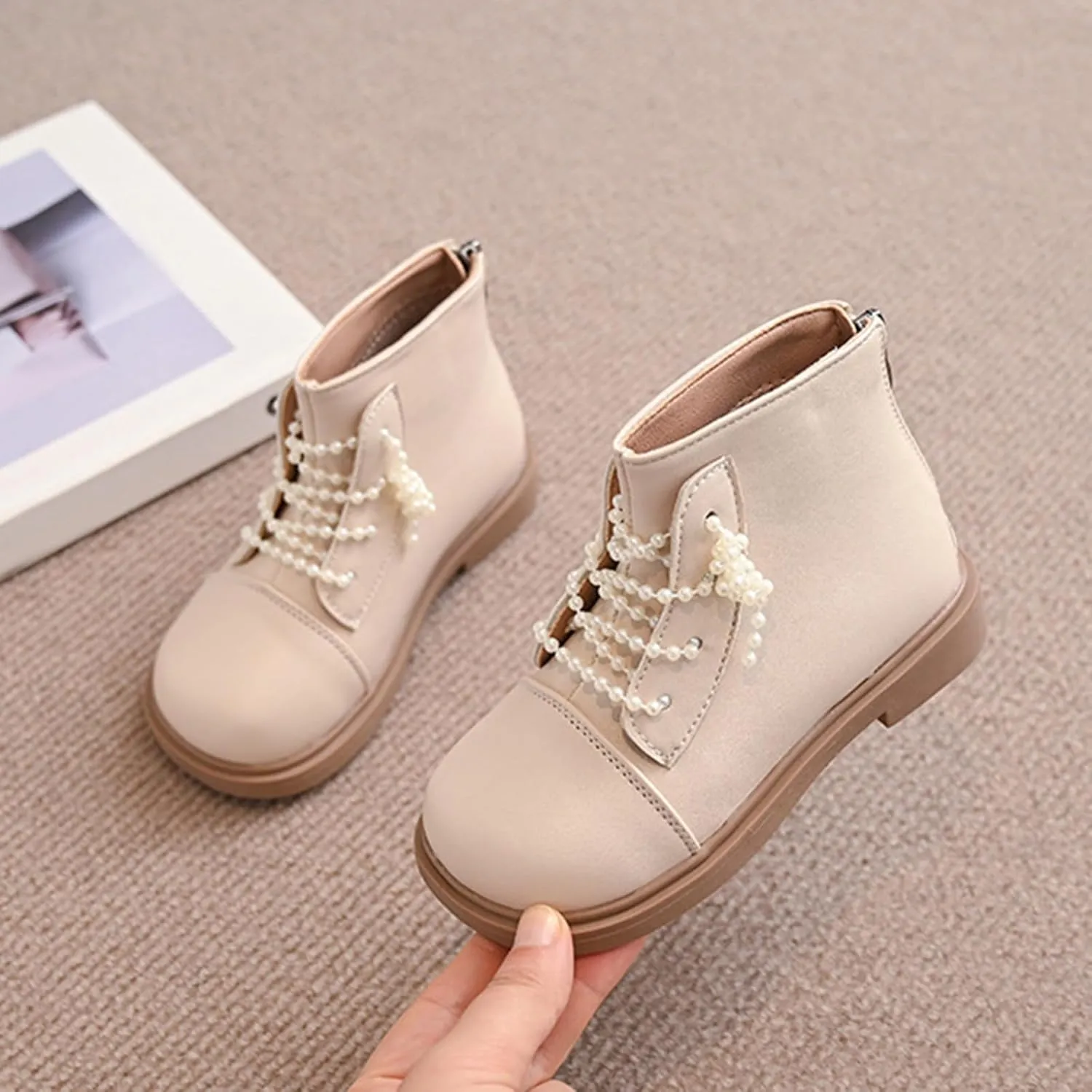Short Ankle Boots for Toddler Girls Fashion Dress Booties Water-Proof Shoes with Zipper Outdoor Girls Boot Tennis Shoe