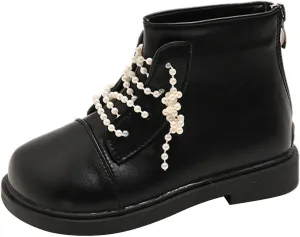 Short Ankle Boots for Toddler Girls Fashion Dress Booties Water-Proof Shoes with Zipper Outdoor Low Heel Shoes