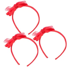 Silk Bowknot Hair Hoops 3pcs Party Hairband Safe Material Perfect for Xmas Party Family Gatherings Cosplay Events