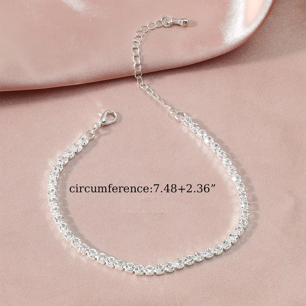 Silver Anklets for Women Shiny Tennis Anklet Silver Adjustable Rhinestone Ankle Bracelets Waterproof Beach Anklets Bracelet for Women Foot Jewelry for Summer