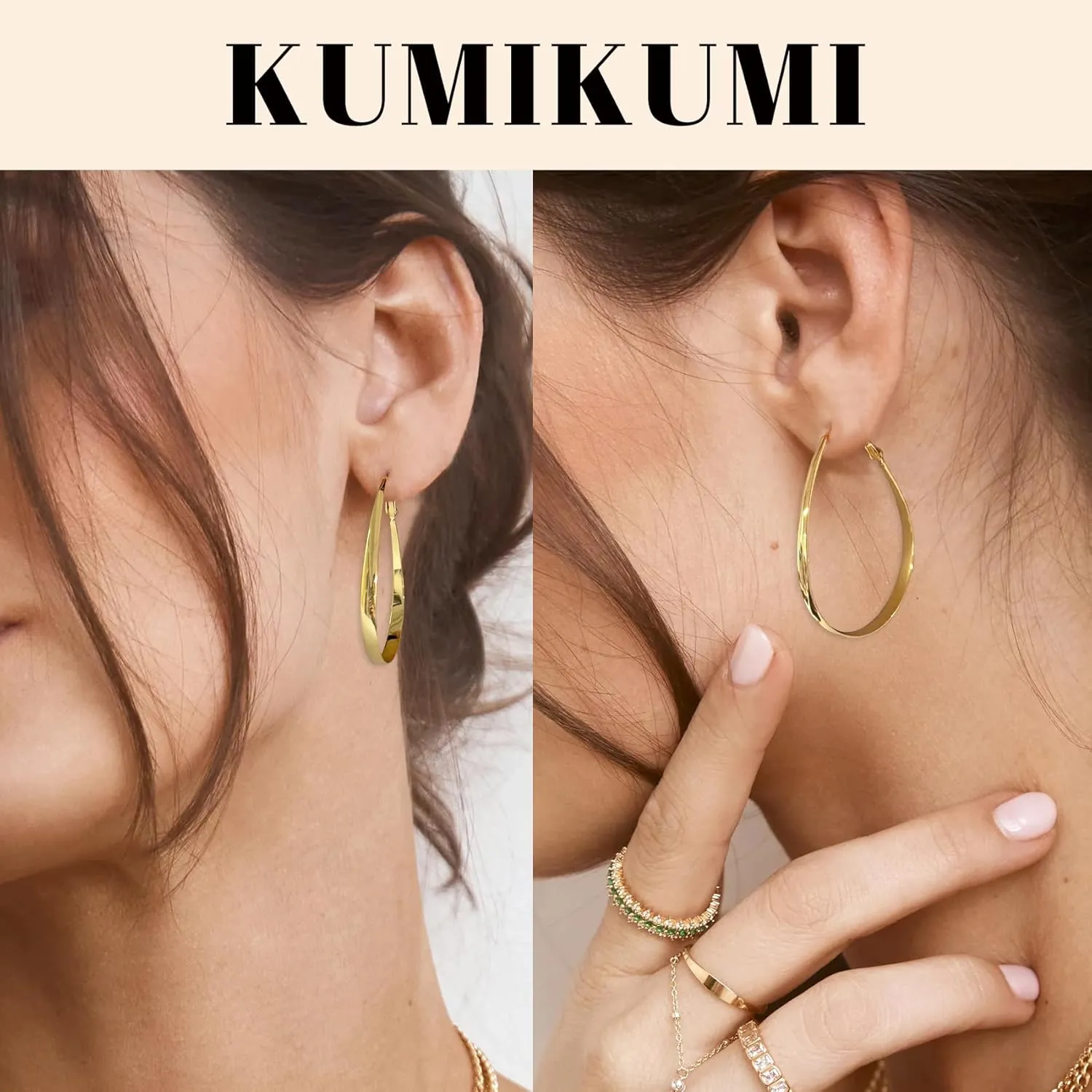 Silver Hoop Earrings for Women,Oval Lightwieght Sterling Silver Hoops Hypoallergenic Large Hoop Earrings for Women Gifts