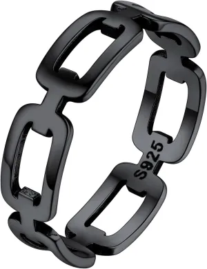 Silvora 925 Sterling Silver Cuban Link Rings, Wheat Chain Rings for Women Men Statement Stackable Jewelry for Men Size 6-13