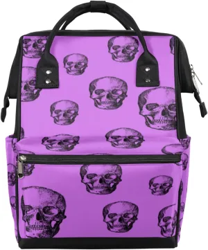 Skull Purple Diaper Bag Tote Large Capacity Waterproof with Adjustable Shoulder Strap and Pram Straps Mommy Bag for Hospital Beach Weekender Travel