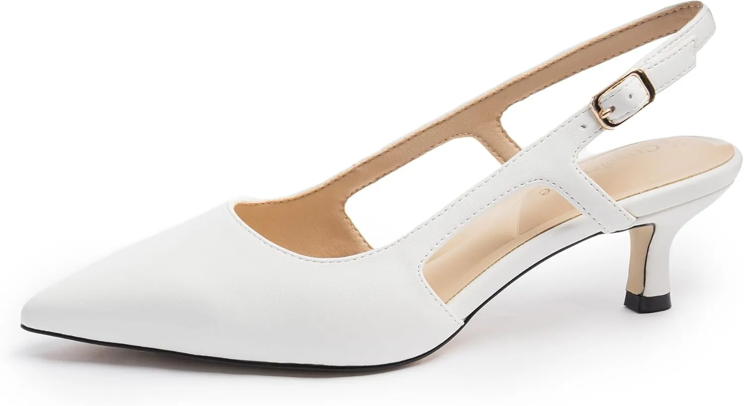 Slingback Kitten Heels for Women, Pointed Closed Toe Heels, Comfortable Women Pumps Low Heel Dress Shoes