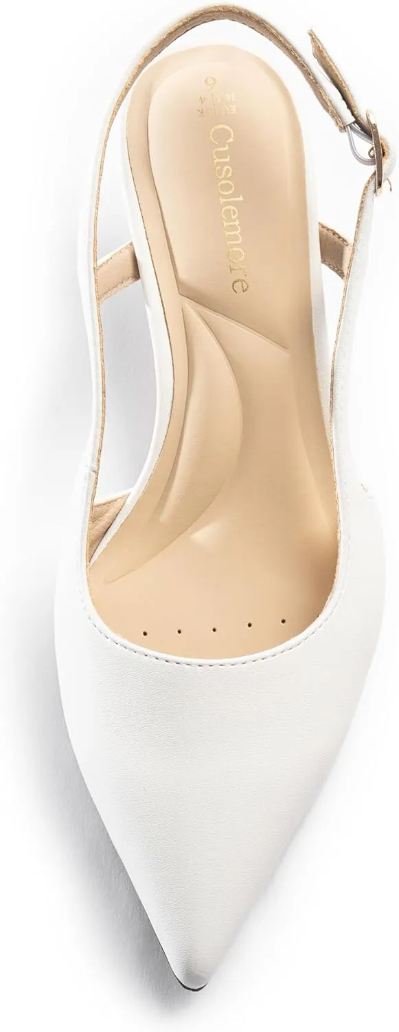 Slingback Kitten Heels for Women, Pointed Closed Toe Heels, Comfortable Women Pumps Low Heel Dress Shoes