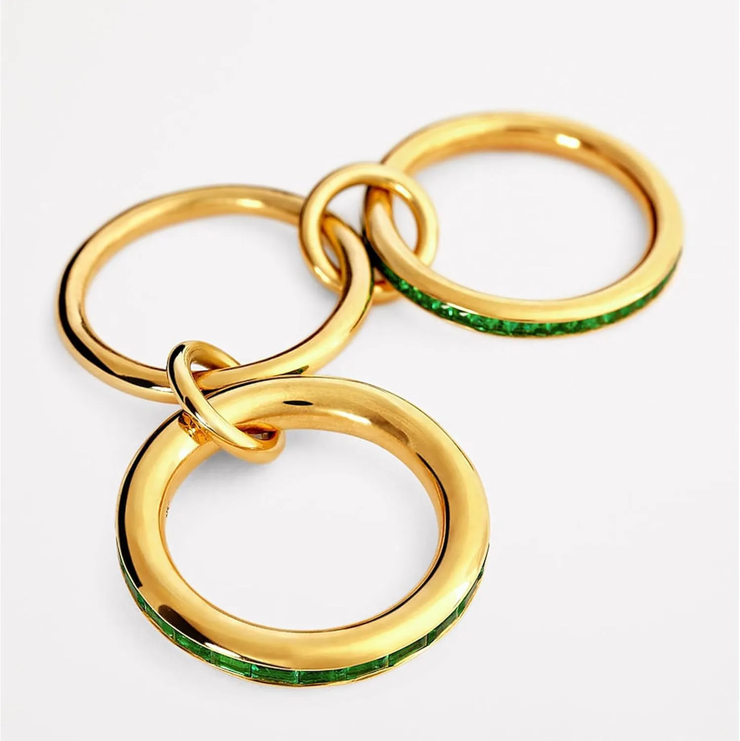 SLOONG Gold Stackable Rings for Women Non Tarnish, Dainty 18k Gold Plated CZ Cubic Zirconia Rings, Silver Rings Set, Multi-Link Connected Rings