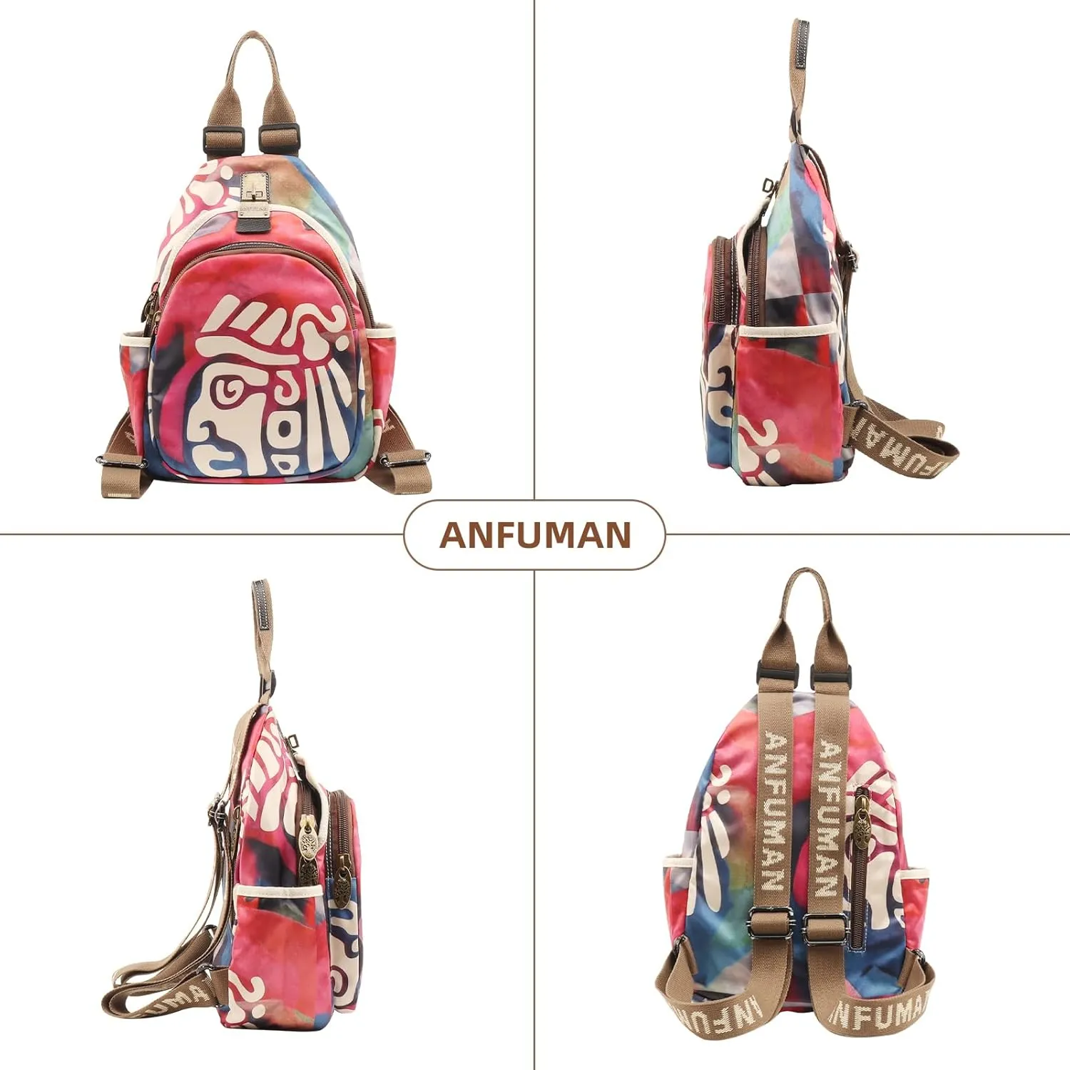 Small Backpacks Purse for Women Mini Waterproof Colorful Print Backpack Leisure Travel Bags (Cattle)