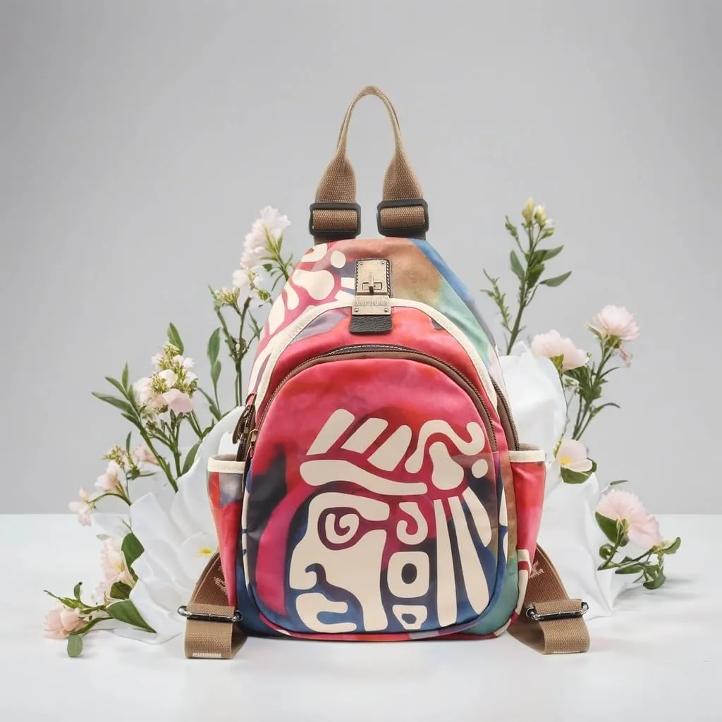 Small Backpacks Purse for Women Mini Waterproof Colorful Print Backpack Leisure Travel Bags (Cattle)