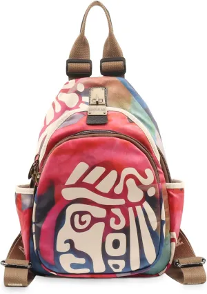 Small Backpacks Purse for Women Mini Waterproof Colorful Print Backpack Leisure Travel Bags (Cattle)