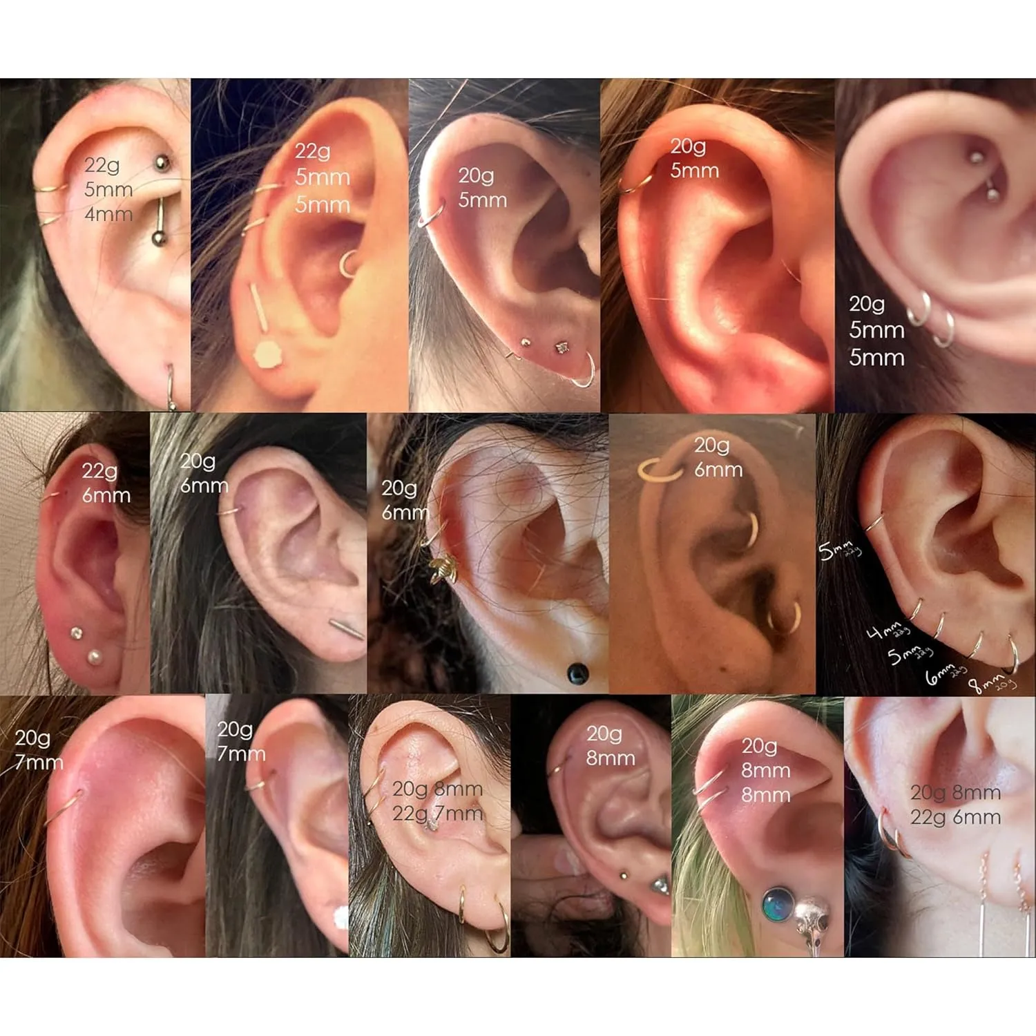 Small Cartilage Hoop Earrings for Women/Men, Thin Piercing Hoop Ring for Helix, Tragus, Conch, Nose (1 Pair 8mm,20g,14K Gold Filled)