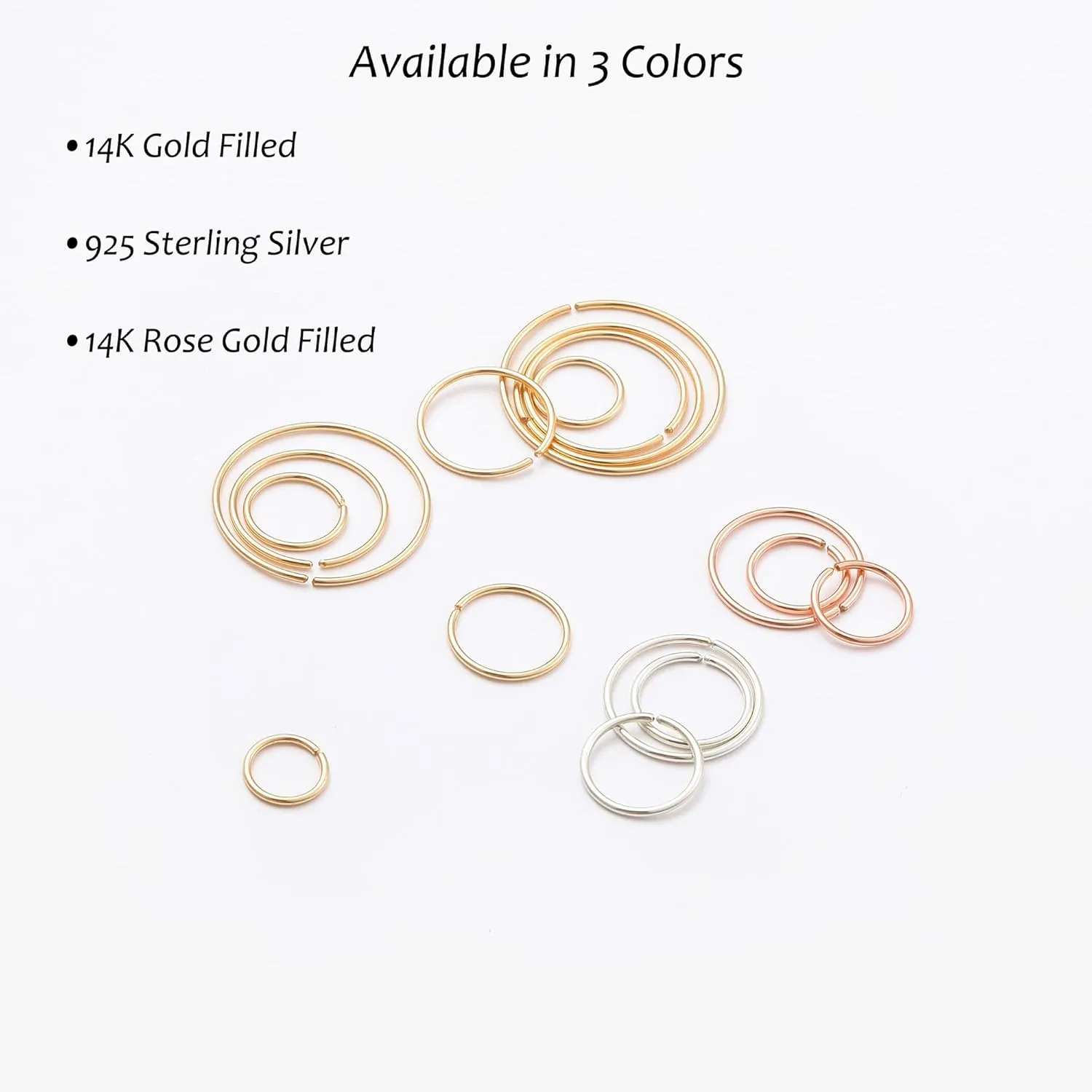 Small Cartilage Hoop Earrings for Women/Men, Thin Piercing Hoop Ring for Helix, Tragus, Conch, Nose (1 Pair 8mm,20g,14K Gold Filled)