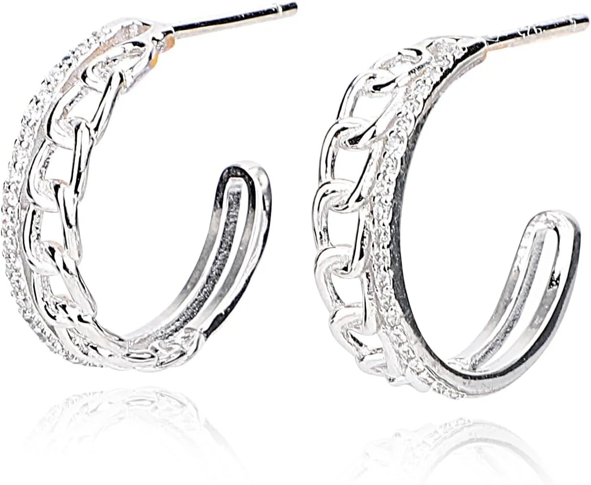 Small Hoop Earrings For Women | 18K Gold Plated/Silver Plated | Dainty Hoop Earrings | Gift For Women | Pave Cubic Zirconia Hoop Earrings | Sterling Silver Post