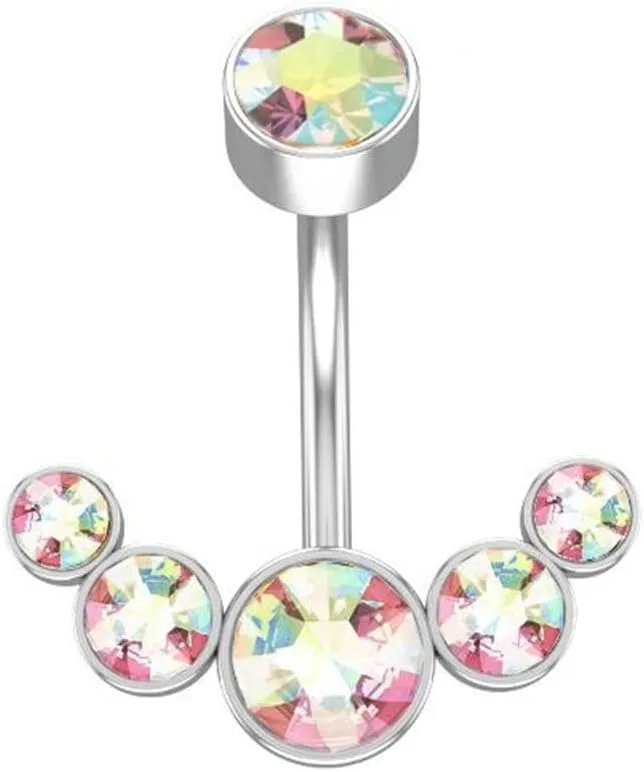 SMDSAZ 2Pc Sexy Belly Ring Rose Gold Black Surgical Steel Women Crystal Belly Button Piercing Zircon Navel Piercing Bar Jewelry (Metal Color : 2)