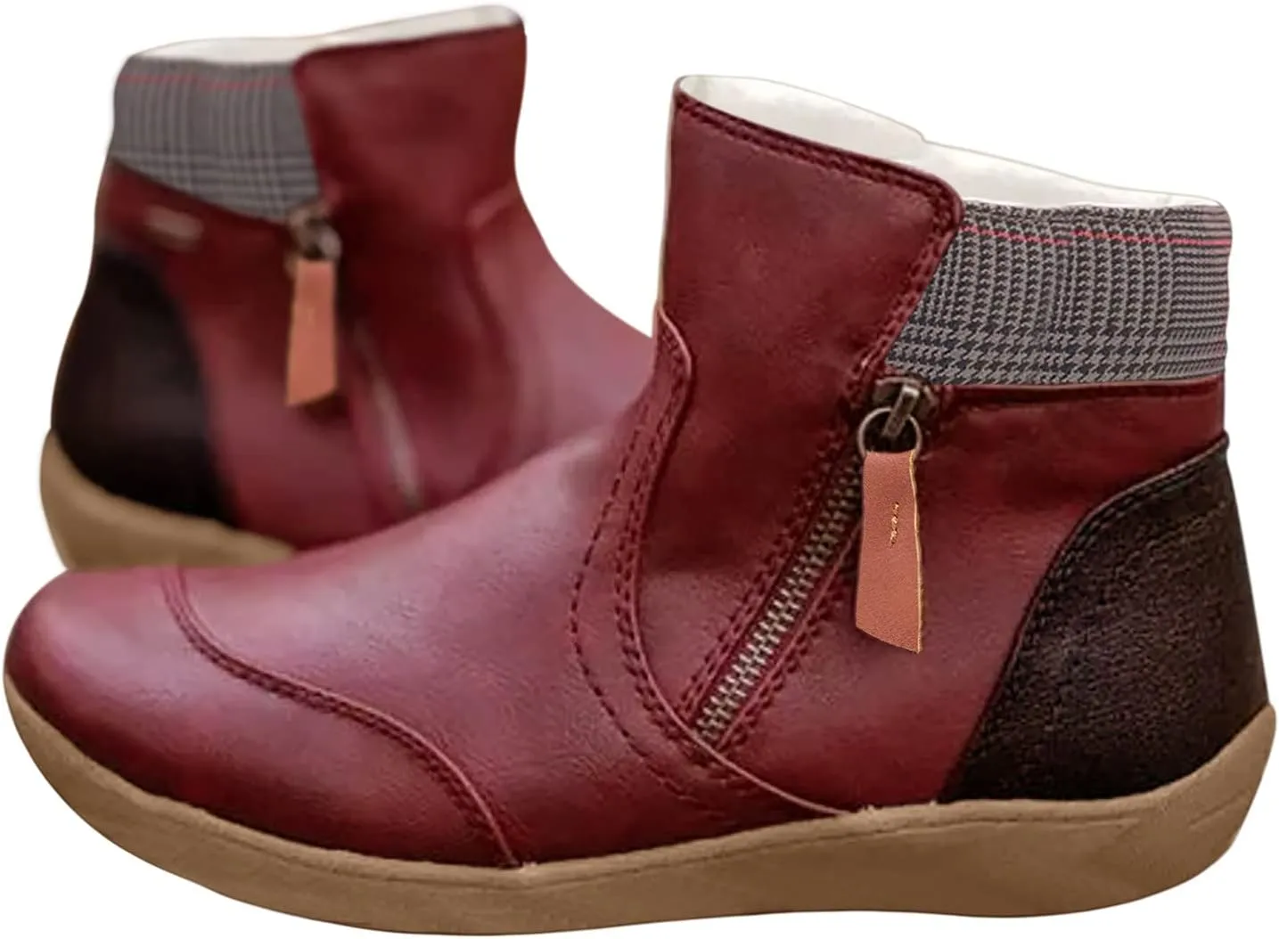 Snow Boots for Women Waterproof Leather Winter Boots Non Slip Fur Lined Booties Lightweight Slip on Ankle Boots Outdoor Sneakers Winter Shoes