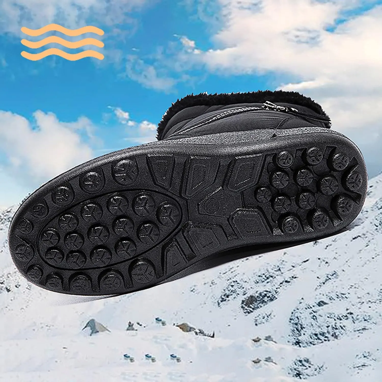 Snow Boots for Women Waterproof Winter Boots Anti-slip Fur Lined Booties Lightweight Slip on Ankle Boots Thickening Winter Shoes Walking Hiking Booties