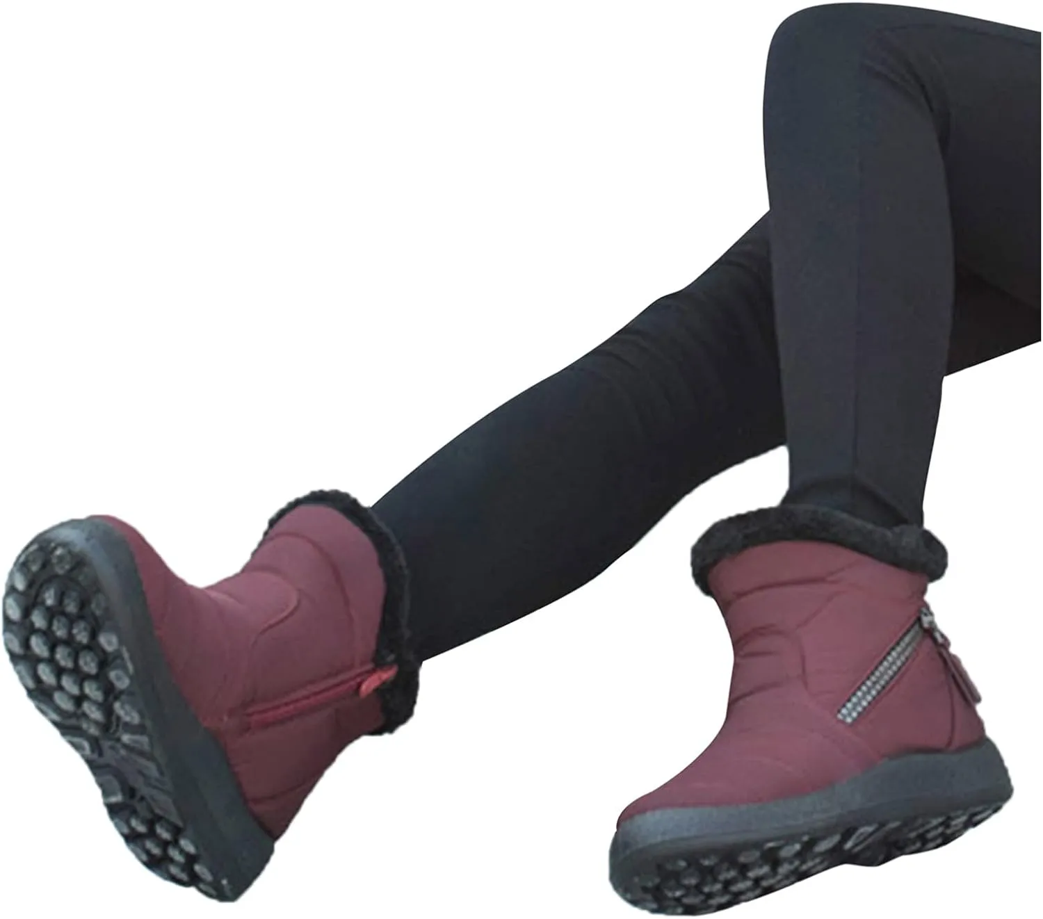 Snow Boots for Women Waterproof Winter Boots Anti-slip Fur Lined Booties Lightweight Slip on Ankle Boots Thickening Winter Shoes Walking Hiking Booties
