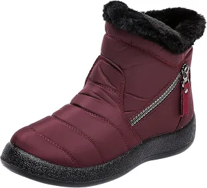 Snow Boots for Women Waterproof Winter Boots Anti-slip Fur Lined Booties Lightweight Slip on Ankle Boots Thickening Winter Shoes Walking Hiking Booties