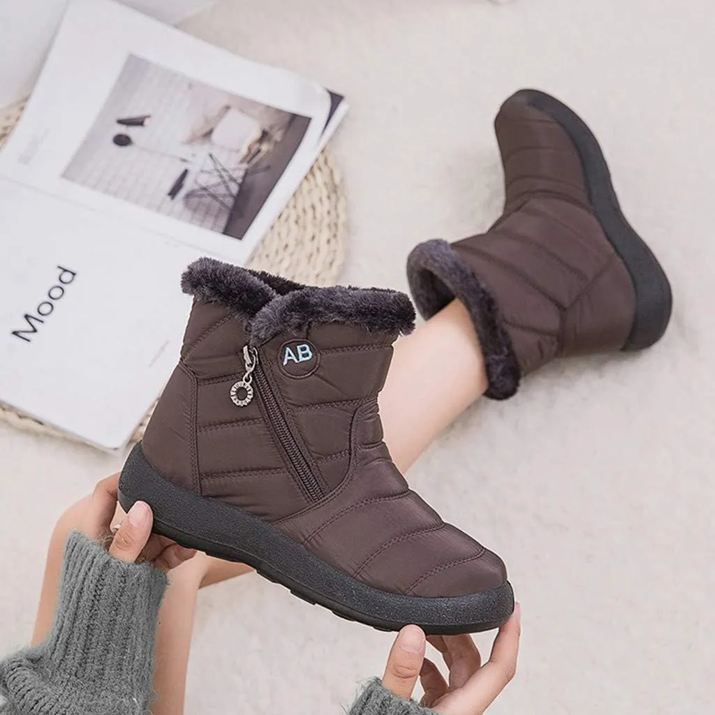 Snow Boots for Women Waterproof Winter Boots Non Slip Warm Fur Booties Cold Weather Lace Up Ankle Boots Thickening Winter Shoes Walking Hiking Booties