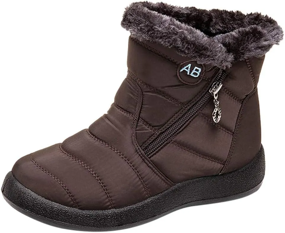 Snow Boots for Women Waterproof Winter Boots Non Slip Warm Fur Booties Cold Weather Lace Up Ankle Boots Thickening Winter Shoes Walking Hiking Booties