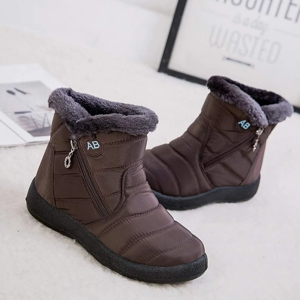 Snow Boots for Women Waterproof Winter Boots Non Slip Warm Fur Booties Cold Weather Lace Up Ankle Boots Thickening Winter Shoes Walking Hiking Booties