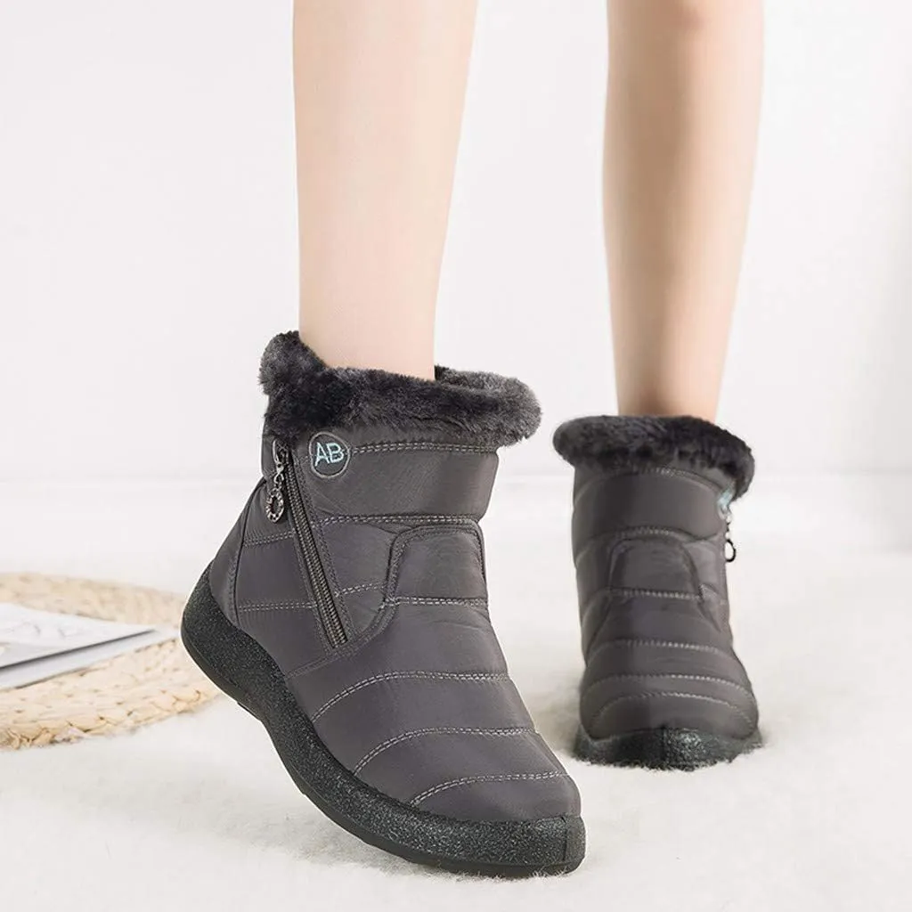 Snow Boots for Women Waterproof Winter Boots Non Slip Warm Fur Booties Cold Weather Lace Up Ankle Boots Thickening Winter Shoes Walking Hiking Booties