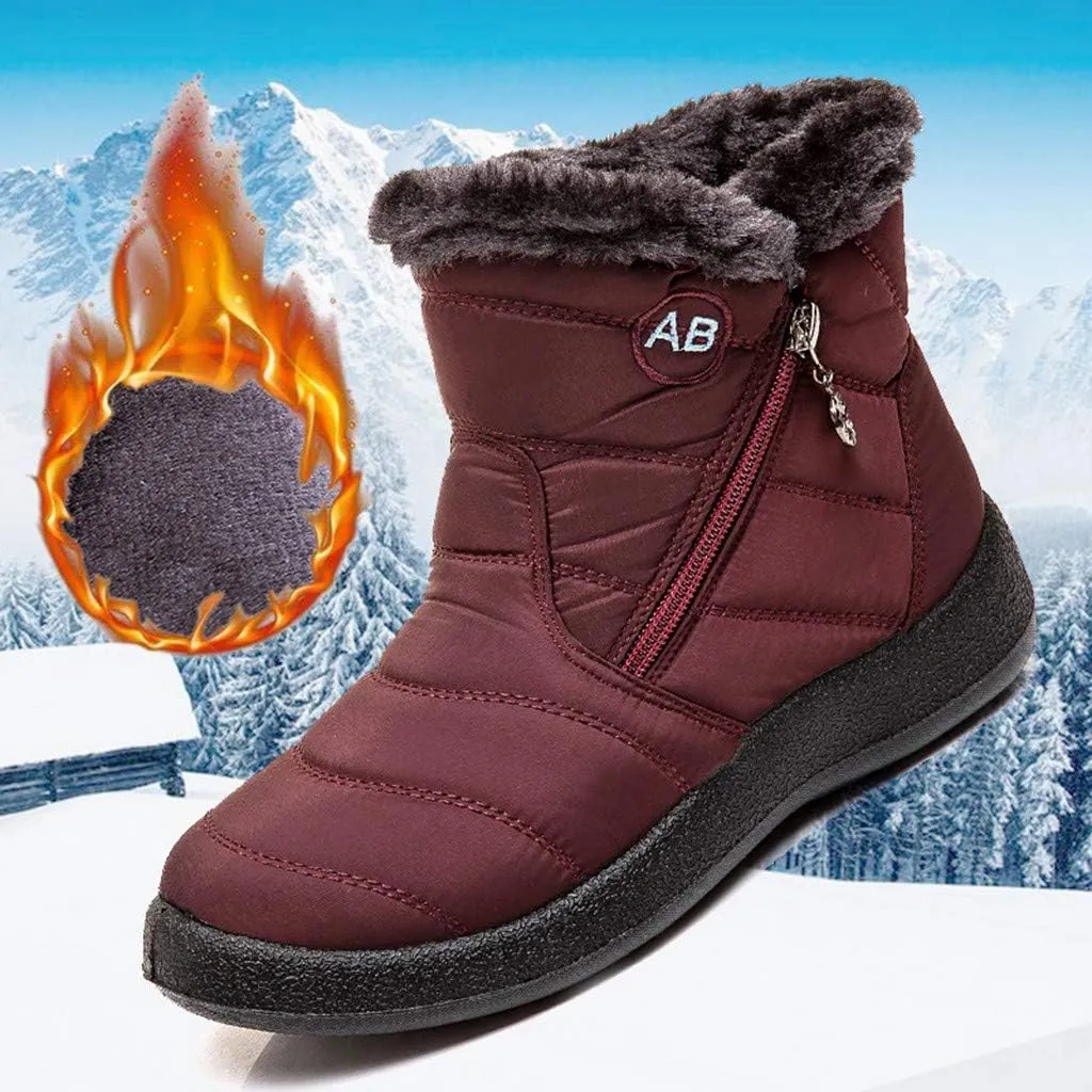 Snow Boots for Women Waterproof Winter Boots Non Slip Warm Fur Booties Cold Weather Lace Up Ankle Boots Thickening Winter Shoes Walking Hiking Booties