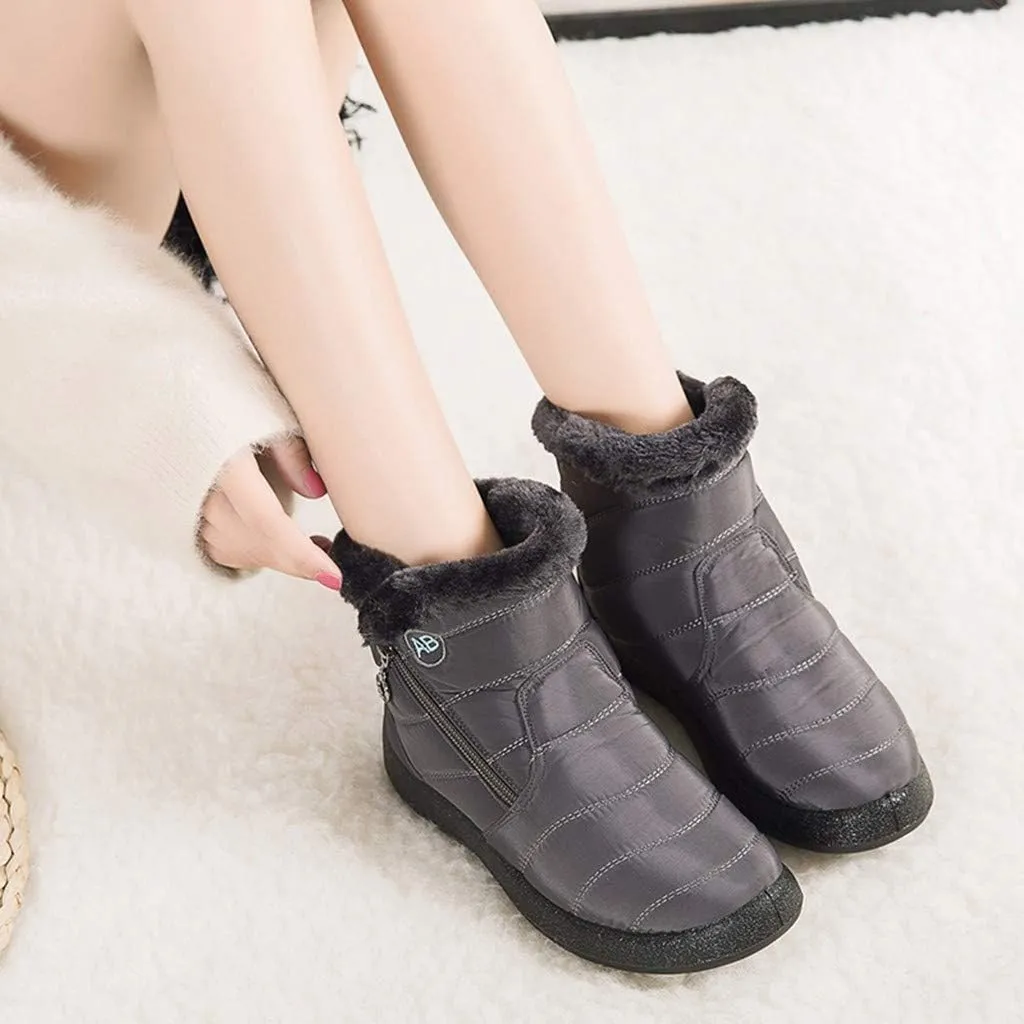 Snow Boots for Women Waterproof Winter Boots Non Slip Warm Fur Booties Cold Weather Lace Up Ankle Boots Thickening Winter Shoes Walking Hiking Booties