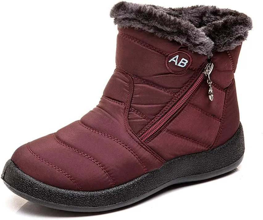 Snow Boots for Women Waterproof Winter Boots Non Slip Warm Fur Booties Cold Weather Lace Up Ankle Boots Thickening Winter Shoes Walking Hiking Booties